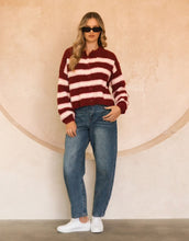 Load image into Gallery viewer, ebby-i-stripe-jumper-wine-womens-clothing-australia