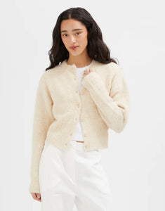 Fluffy Knit Cardigan - Oatmeal