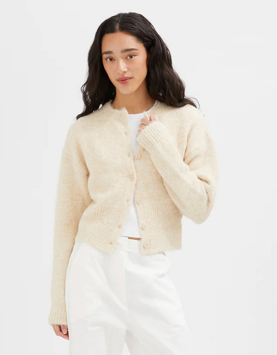 Fluffy Knit Cardigan - Oatmeal