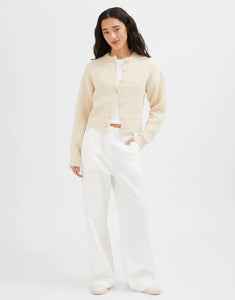 Fluffy Knit Cardigan - Oatmeal