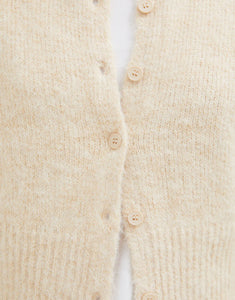 Fluffy Knit Cardigan - Oatmeal