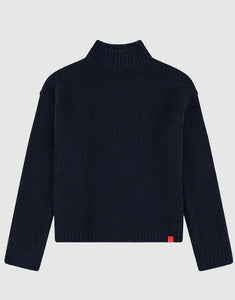 Mock Neck Knit - Navy