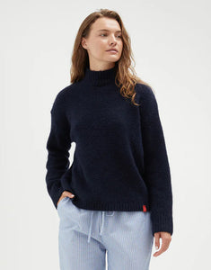 Mock Neck Knit - Navy