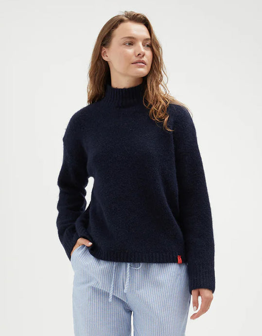 Mock Neck Knit - Navy