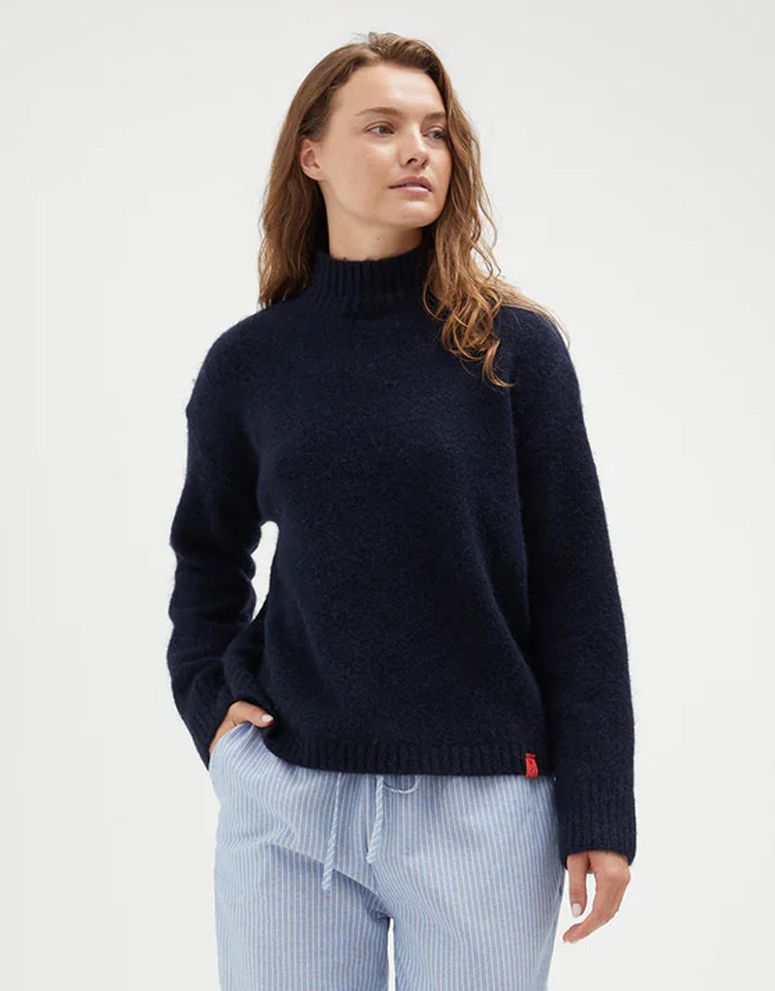 Mock Neck Knit - Navy