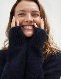 Mock Neck Knit - Navy