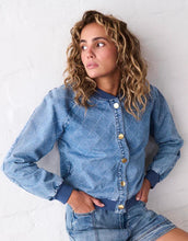 Load image into Gallery viewer, Kireina Sabrina Bomber Jacket - Check Stitch 70s Blue