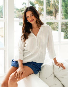 Label of Love Avalon Pintuck - White