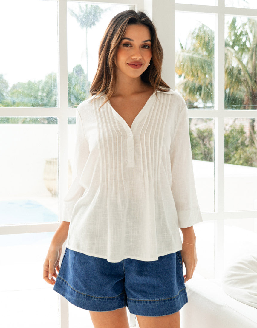 Label of Love Avalon Pintuck - White