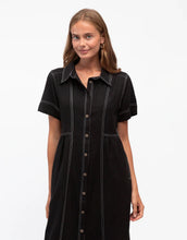 Load image into Gallery viewer, label-of-love-contrast-stitch-midi-dress-black-womens-clothing-australia