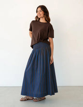Load image into Gallery viewer, Label of Love Elasticised Waist Skirt - Navy/Chocolate Stripe