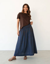 Load image into Gallery viewer, Label of Love Elasticised Waist Skirt - Navy/Chocolate Stripe
