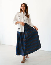 Load image into Gallery viewer, Label of Love Elasticised Waist Skirt - Navy/Chocolate Stripe