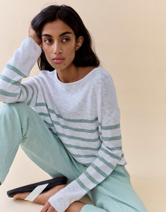Little Lies Bobbie Top - Duck Egg Stripe