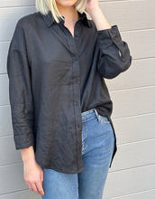 Load image into Gallery viewer, Little Lies Boyfriend Linen Shirt - Black