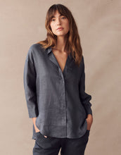 Load image into Gallery viewer, Little Lies Boyfriend Linen Shirt - Navy