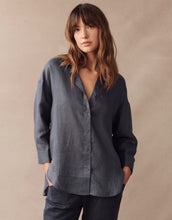 Load image into Gallery viewer, Little Lies Boyfriend Linen Shirt - Steel