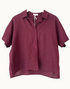 Little Lies Bronte Linen Shirt - Port
