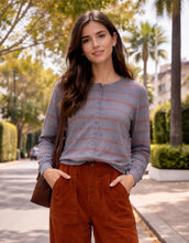 Load image into Gallery viewer, Little Lies Ellie Stripe Cardi - Charcoal/Clay