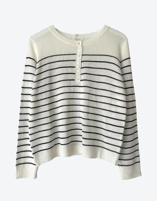 Little Lies Gia Stripe Knit - Natural/Black Stripe