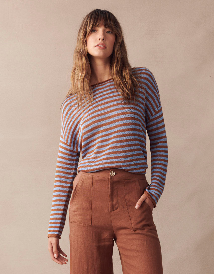 Little Lies Isa Spring Knit - Rust/Blue