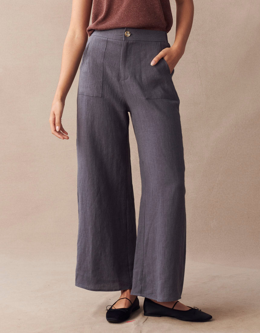 Little Lies Jude Linen Pants - Steel