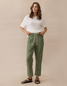 Little Lies Luxe Linen Pants - Forest Green