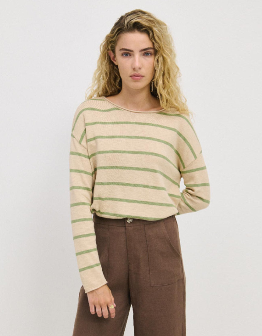 Little Lies Minnie Top - Fern Stripe