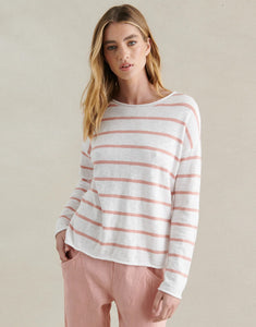 Little Lies Minnie Top - Peach/White Stripe