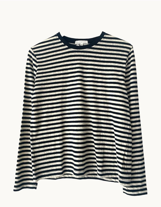 Little Lies Mykonos Tee - Black/White Stripe