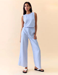 Little Lies Remy Linen Pants - Pale Blue