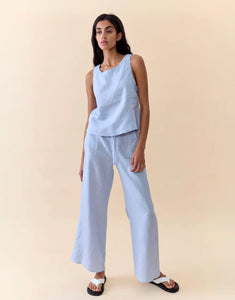 Little Lies Remy Linen Pants - Pale Blue