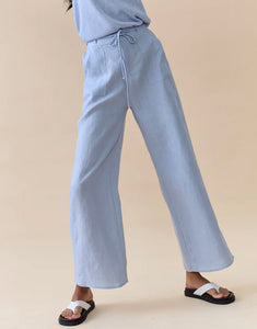 Little Lies Remy Linen Pants - Pale Blue