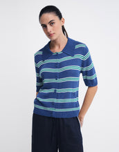 Load image into Gallery viewer, Little Lies Stripe Button Top - Cobalt