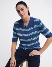 Load image into Gallery viewer, Little Lies Stripe Button Top - Cobalt