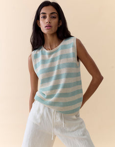 Little Lies Stripe Sia Tank - Duck Egg Stripe