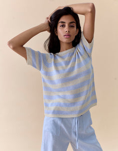 Little Lies Striped Summer Tee - Blue Stripe