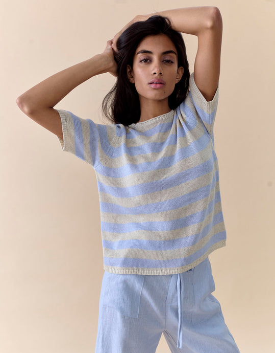 Little Lies Striped Summer Tee - Blue Stripe