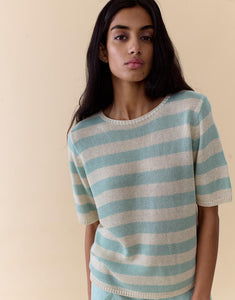 Little Lies Striped Summer Tee - Duck Egg Stripe