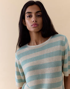 Little Lies Striped Summer Tee - Duck Egg Stripe