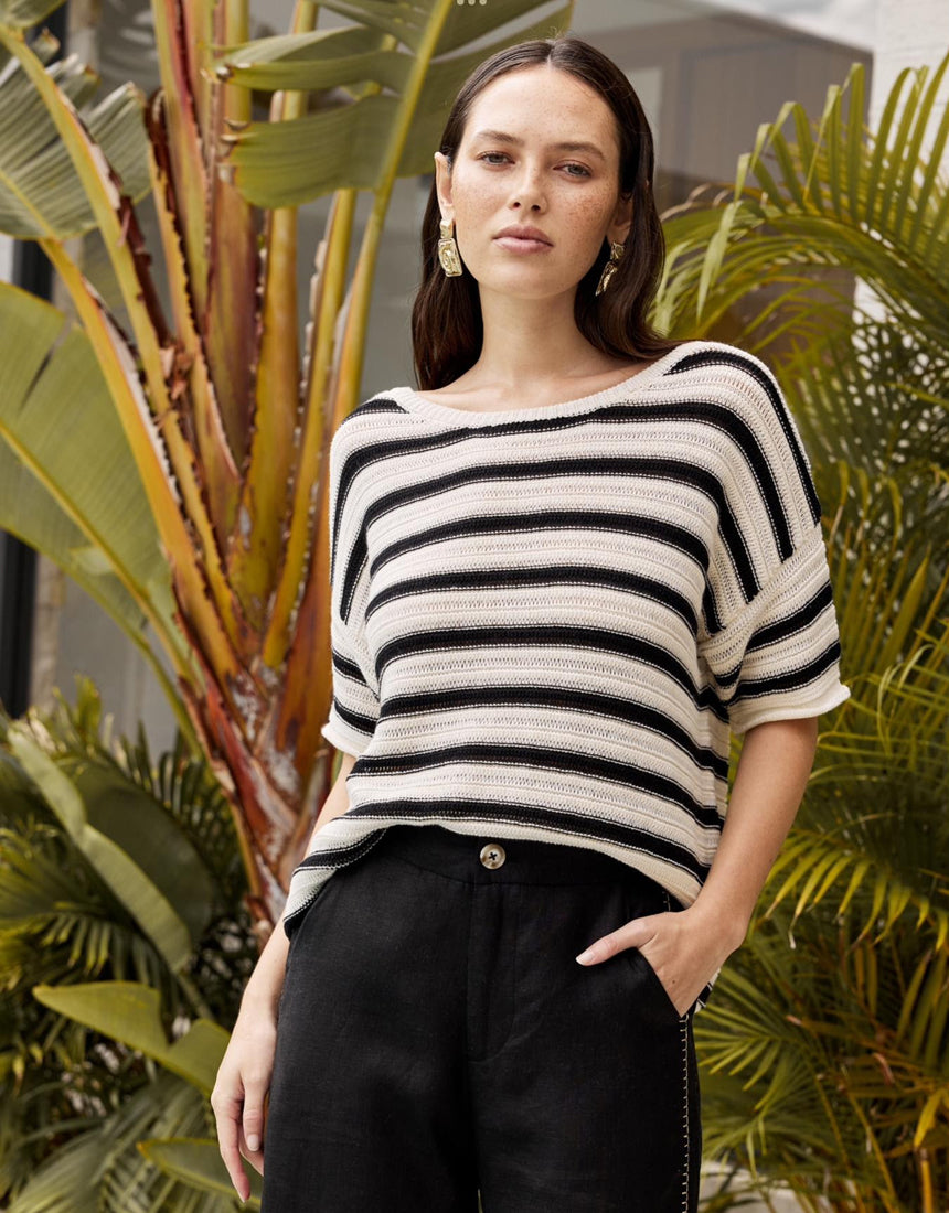 Little Lies Tulum Tee - Black Stripe