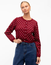 Load image into Gallery viewer, Paper Heart Dot Cardi - Wine/Pink