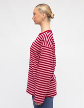 Load image into Gallery viewer, Paper Heart Long Sleeve Stripe Tee - Wine/Pink
