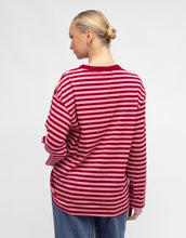 Load image into Gallery viewer, Paper Heart Long Sleeve Stripe Tee - Wine/Pink