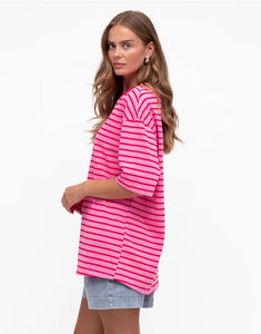 Paper Heart Stripe Tee - Pink/Red
