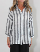 Load image into Gallery viewer, stripe-shirt-charcoal-stripe-womens-clothing-australia