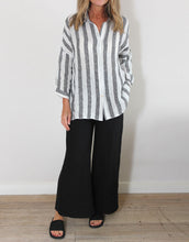 Load image into Gallery viewer, stripe-shirt-charcoal-stripe-womens-clothing-australia