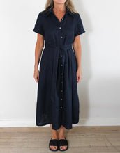 Load image into Gallery viewer, vl-maritime-breeze-linen-dress-navy-womens-clothing-australia