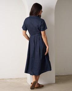 VL Salerno Short Sleeve Dress - Midnight Blue