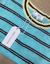 Load image into Gallery viewer, VL Texas Knit Tee - Aqua Stripe